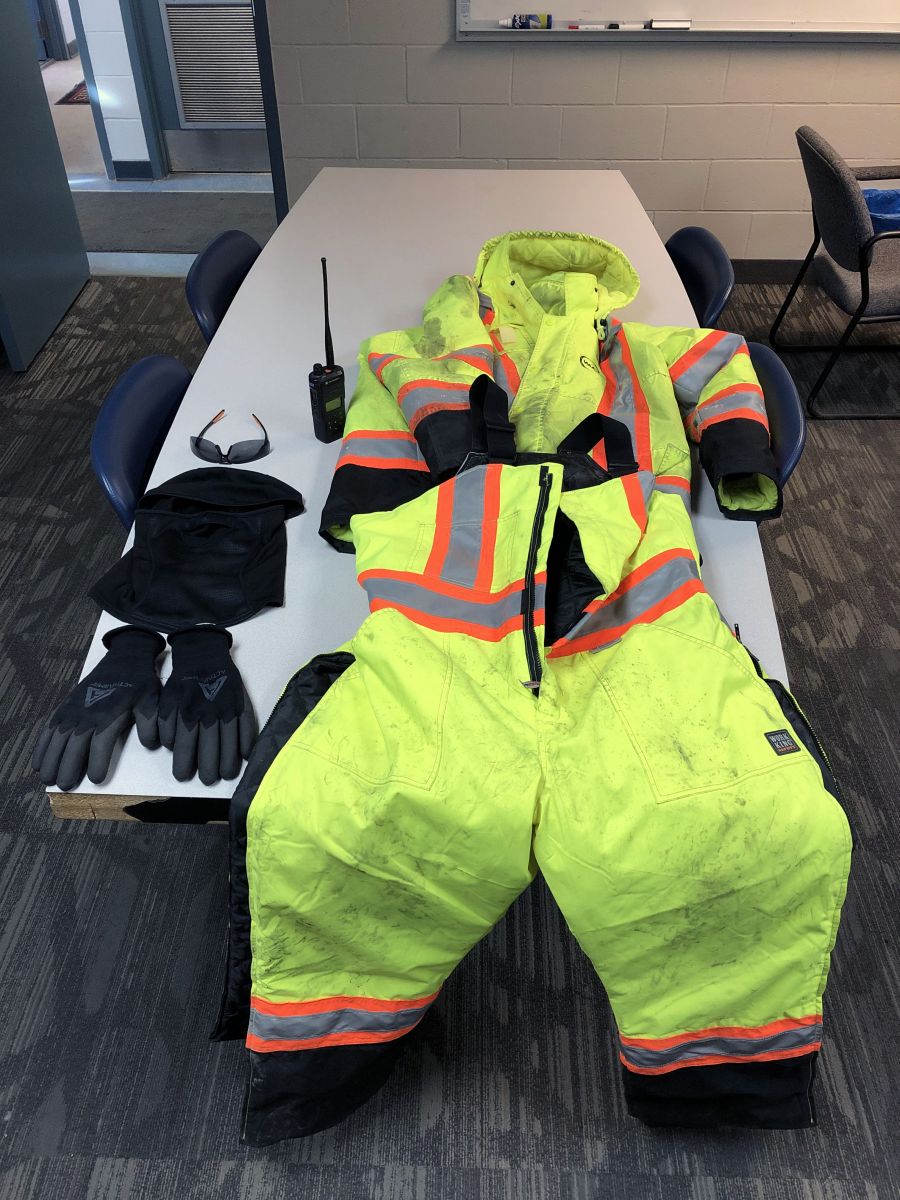 Image of the outer wear and accessories team members wear during a shift in the winter