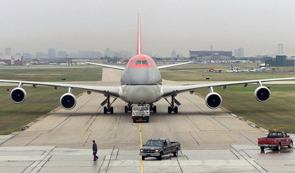 A large aircraft on the airfield at Winnipeg Richardson International Airport after diverting to the region on September 11, 2001.